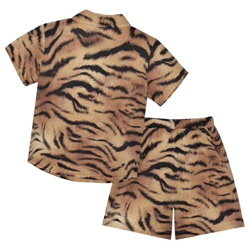 Image of Sunflower Floral Yellow Black Short Sleeve Hawaiian Button Down Shirts and Short Sets for Boys Toddler Summer Outfits