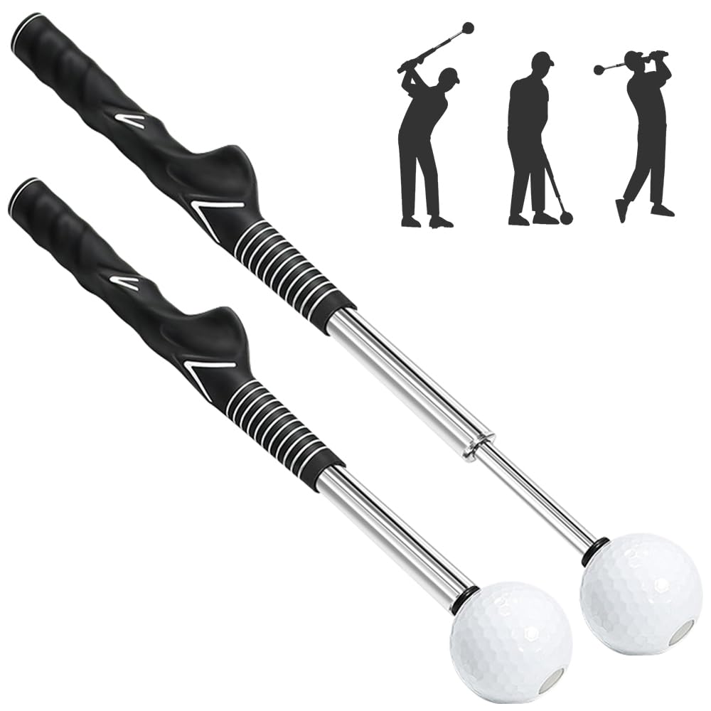 Retractable Golf Swing Training Aid, Golf Swing Trainer for Warm-Up, Telescopic Golf Swing Trainer for Beginners and Pros, Grip Correction, Tempo and Chipping Practice, Indoor/Outdoor Training Tool