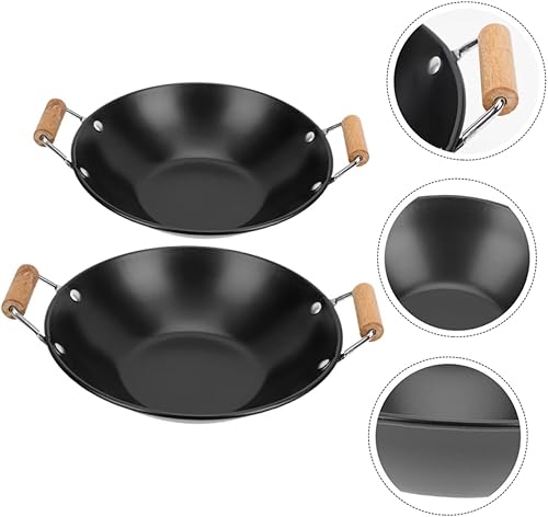 Miniatura 7 de OKUMEYR Sartén antiadherente de acero inoxidable, 2 unidades, sartén antiadherente de acero inoxidable, sartén pre-sazonada, wok coreano, sartén