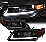 AKKON - Fits 2004-2008 Acura TSX CL9 LED Tube Projector Front Black Smoked Headlights Headlamps Pair