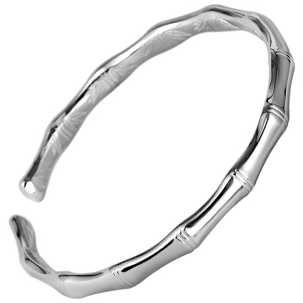 Brazalete Retro plata ley 999, joyería, conexión bambú Simple, pulsera abierta coreana para mujeres