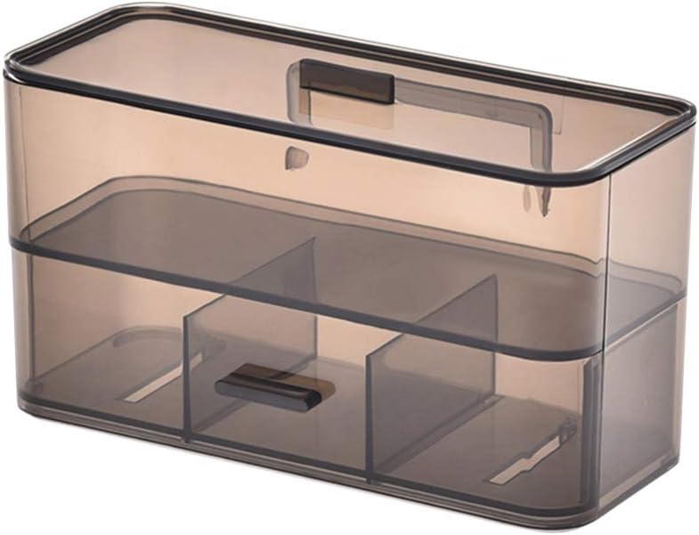 Topbathy メイクアップ引き出しオーガナイザージュエリーと化粧品収納ディスプレイボックス用寝室ホームオフィスキャビネット壁掛け棚二重層 完売 黒灰色