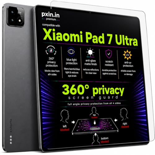Image of Pxin 360 Pro Privacy Screen guard compatible with Xiaomi Pad 7 Ultra | Anti Glare | Anti UV | Anti Blue | Anti Reflection | Privacy Filter | Unbreakable Build