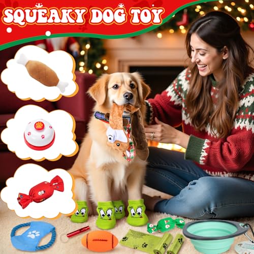 iZoeL Adventskalender für Hunde 2025 Weihnachtskalender 24 Hundespielzeuge Hundehalsband Spielzeug Weihnachten Geschenk Hundeliebhaber Wiederverwendbar Adventskalender Geschenke