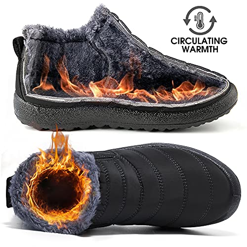 Boys Girls Winter Snow Boots: Warm Fur Lined Toddler Boots Non Slip Waterproof Ankle Booties Convenient Elastic Band Outdoor Little Kids Walking Shoes3