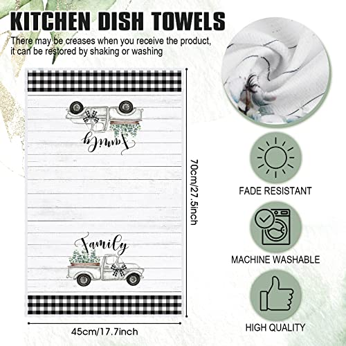Chengu 4 Pack Rustic Kitchen Towels Farmhouse Dish Towels For Kitchen Absorbent Watercolor Greenery Truck Hand Towel Reusable Cleaning Decorative Tea Towels For Cooking Baking #TOP1