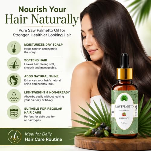Image of AOS Products Saw Palmetto Oil 30ml | 100% Pure & Natural | Undiluted Carrier Oil | Cold Pressed | Multipurpose Oil for Hair, Skin & Massage | Premium Quality