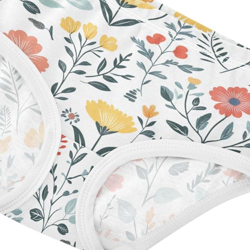 Wusikd Flowers Girls' Underwear Cotton Leaves Girls Briefs Soft Toddler Underwear 2T4