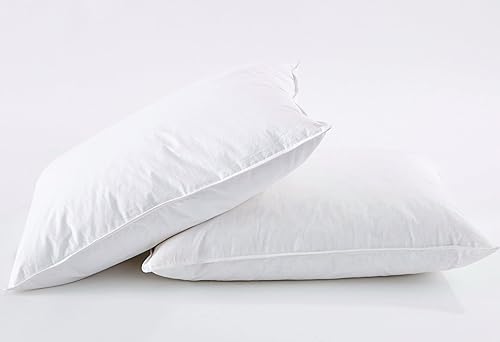Miniatura 6 de puredown® Juego de 2 almohadas de cama de algodón egipcio de plumas de ganso blanco natural, 500 unidades