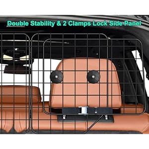 CASIMR Dog Car Barrier for SUVs, Vehicles, Trucks, Cars, Adjustable Pet Divider Cargo Area Universal-Fit, Folding Design for Easy Storage, Heavy-Duty Wire Mesh Barriers Safety Travel Accessories