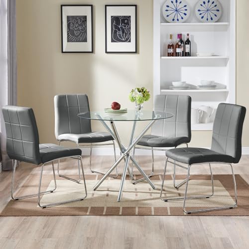 SICOTAS Esstisch mit 4 Stühlen Morderner Esszimmergruppe mit Glastisch und...