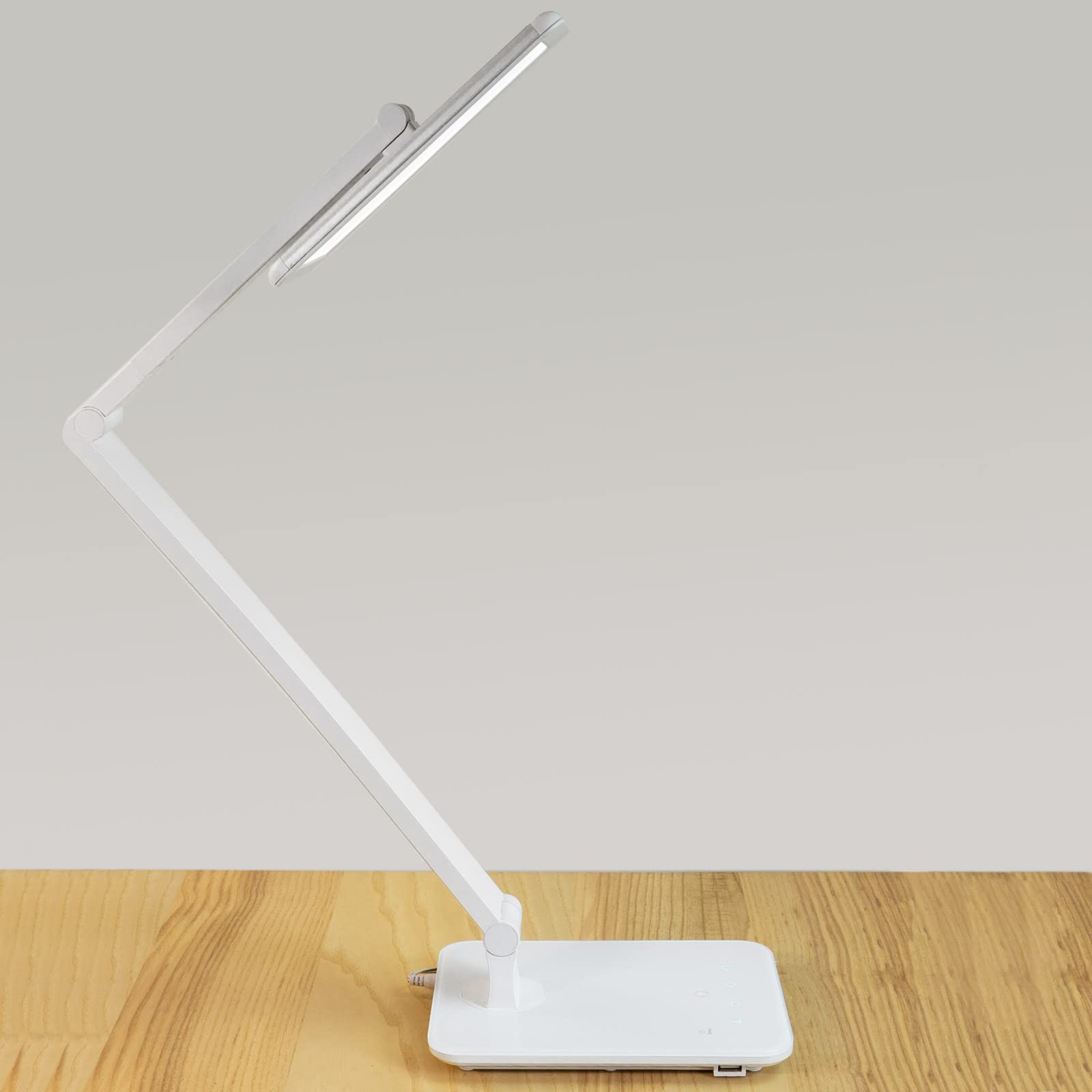 FeinTech LTL00100 lampe de bureau LED Smart-Touch 550 lumen, Luminosité et couleur dimmable, USB, 10 watts, Blanc [Classe énergétique A]
