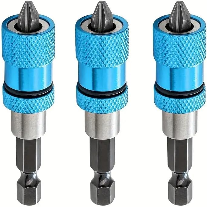 3 PCS Magnetic Impact-Resistant Adjustable Depth Screwdriver Set with Hex Socket Heads & Magnetic Tips, Impact Bit Holder, Magnetic Tip Bit Holder Long, Drill Extension, Rapid Drive Bit Sleeve