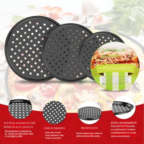 Moule à pizza en acier au carbone durable, lot de 4 plaques rondes rigides - 8