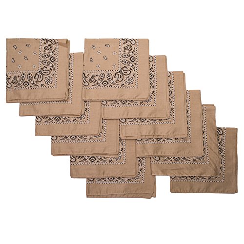 Elephant Brand Bandanas 100% cotton since 1898-12 Pack (Khaki)