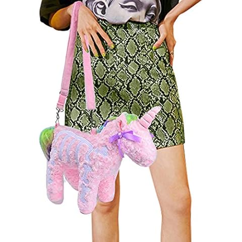FGTLJ Unicorn Halloween Plush Toy Purse Women Skeleton/ Bone Shoulder Bag/Girls Pink,Black Backpack Xmas Birthday Gifts Cover
