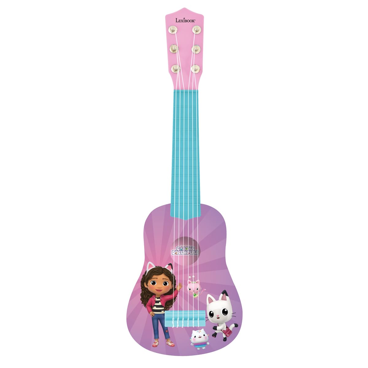 Lexibook, La Casa de Muñecas de Gabby, Mi Primera Guitarra para niños, 6 Cuerdas de Nylon, 53 cm, Guía incluida, Rosa, K200GDH