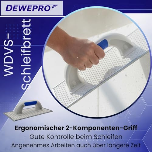 DEWEPRO® WDVS und Porenbeton Schleifbrett - Raspelbrett mit verzinktem Stahlblech-Raspelbelag - 400x180mm - Egalisierungsbrett - Handschleifer