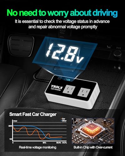 Image of YSOLX 300W Car Power Inverters for Vehicles | Car Inverter 12V to 110V With 3 USB Fast Charger And Car Plug Adapter Outlet for Laptop Computer Charger