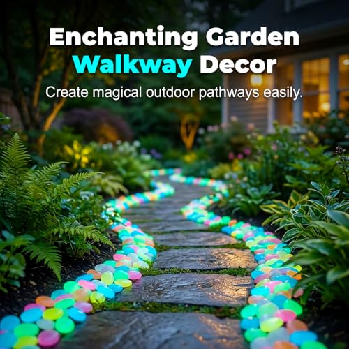 Image of 1000pcs Colorful Glow in the Dark Rocks, 2026 New Glowing Pebbles for Garden Outdoor Night Fruity Solar Guide Pebbles, Magical Luminous Rocks Landscaping Gravel (colorful1000pcs)