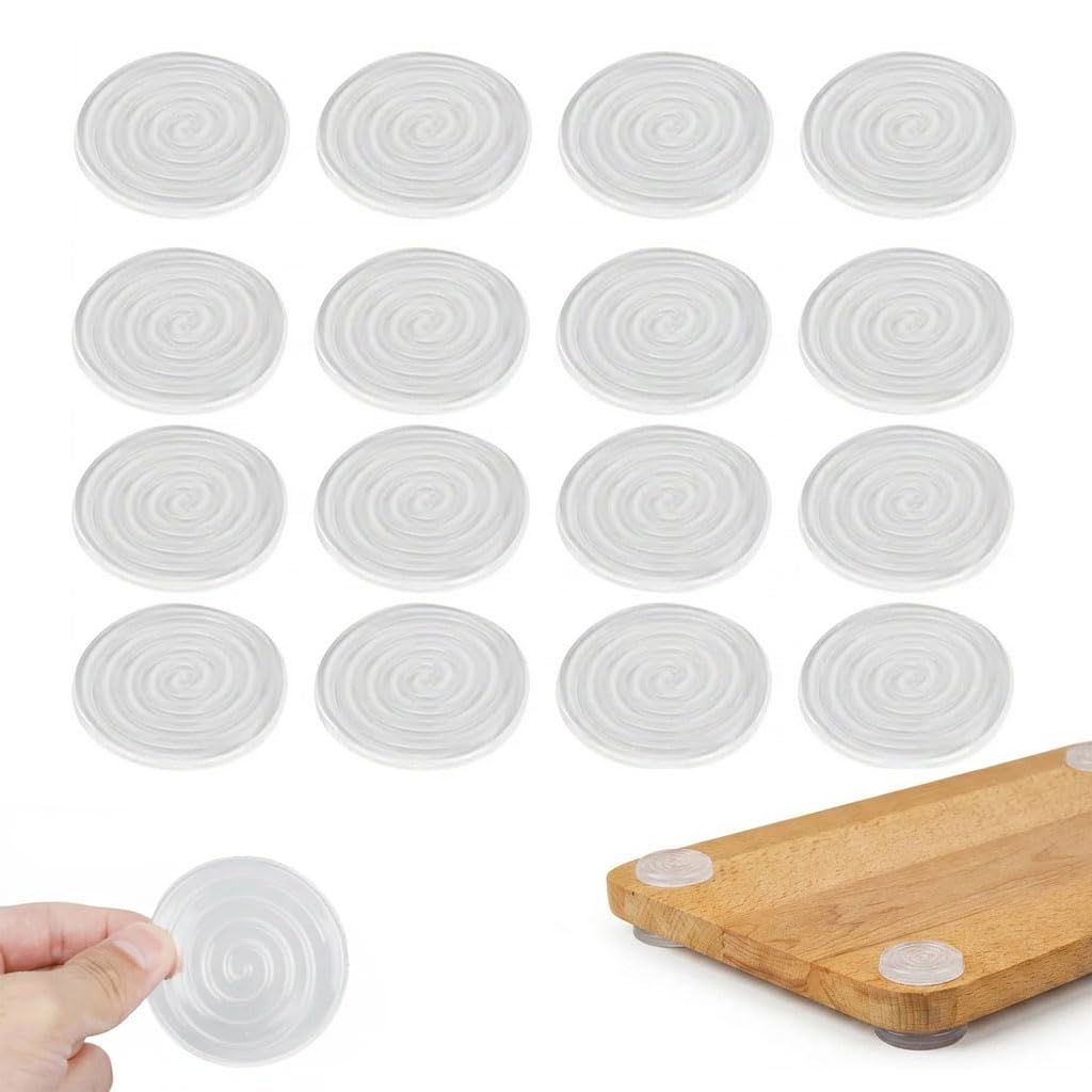 16Pack Anti Slip Cutting Board Feet Pads 4cm Larger & Thicker Self Adhesive Silicone Cutting Board Legs Reusable Washable Non-Slip Pads Rubber Bumper Gripper for Trays Chair Glass Table Top Countertop