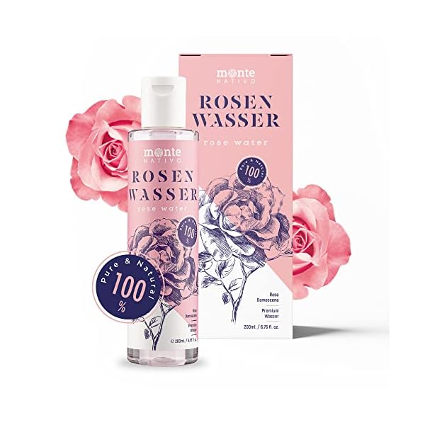 Rosenwasser Monte Nativo 200ml | zur Gesichtsreinigung und Gesichtspflege | Gesichtswasser | Gesichtstoner | Anti Pickel…