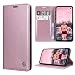 Produktbild RuiPower Kompatibel für Samsung Galaxy S10e Hülle Premium Leder PU Handyhülle Flip Case Wallet Lederhülle Klapphülle Klappbar Silikon Bumper Schutzhülle für Samsung S10e Tasche - Rose Gold