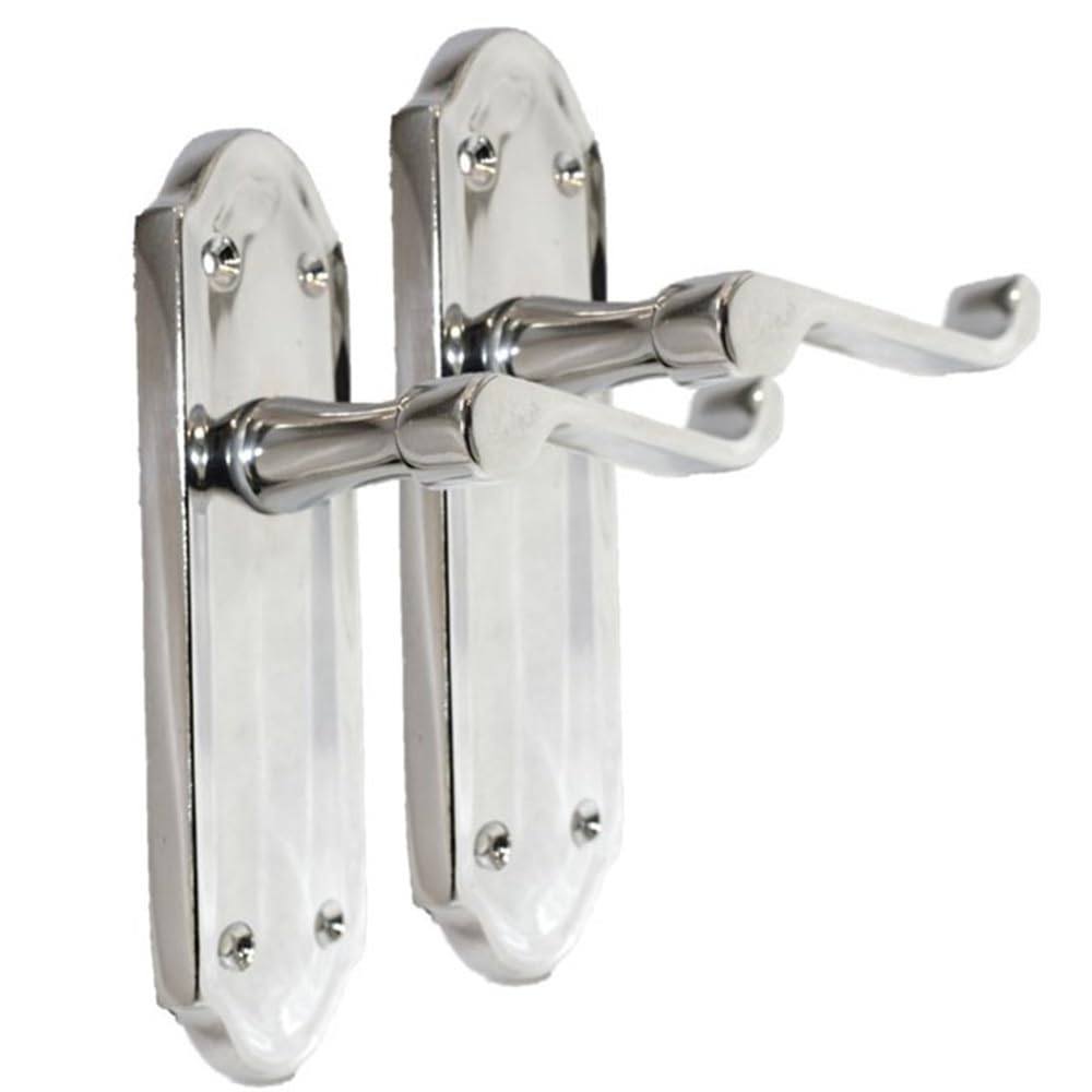 Epsom Door Handle Ashford Polished Chrome Lever Latch Set – Modern Backplate Design 170mm x 48mm – Ideal for Interior Use – 4 Pairs