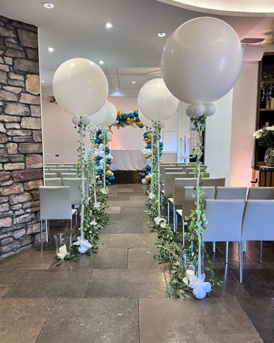 Image of 36 Inch White Balloons - 9Pcs Giant White Balloons Jumbo Large Thick Big White Latex Balloons for Birthday Baby Shower Wedding Graduation Photo Shoot Christmas Themed Party Decorations