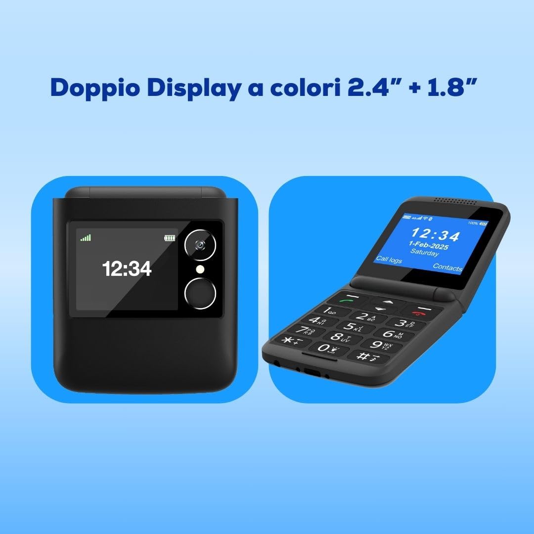 SAIET Cellulare per Anziani 4G Facile da Usare con SOS e Display a Colori