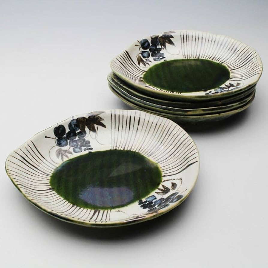 おりべ皿　5枚セット 楽天市場】織部花椿 銘々皿揃［5枚セット］ : 和食器と和雑貨の