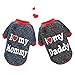 Stock Show Dog Clothes Pet Autumn Winter Warm Lining Fleece Cute Sweet I Love My Mommy&Daddy Design Outfit Apparel for Small Dogs Cats Pug Yorkshire Chihuahua Pet Clothing, Black&Red