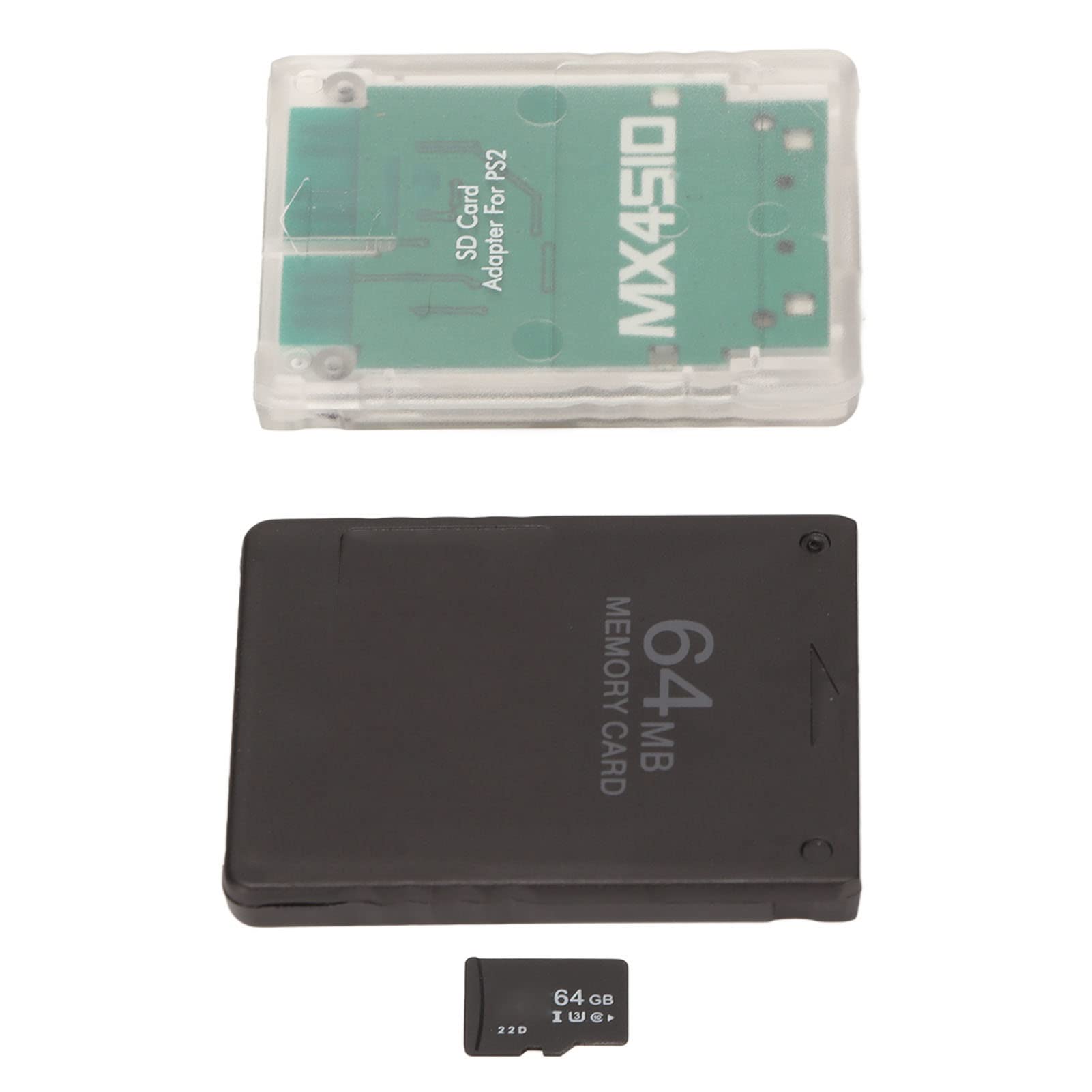 Bewinner Adattatore per Lettore di Schede di Memoria con Scheda di Memoria da 64 GB e Scheda di Gioco FMCB da 64 MB per Slim, Sostituzione Compatibile MX4SIO, Lettore di Schede ABS e PCB Stabile per