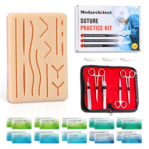 Chirurgisches Nahtset 30 Stck hochwertiges Suture Practice Kit mit 14 vorgefertigten Wunden N?hset fr medizinische bungen ideal fr Ausbildung und Training kein medizinischer Einsatz