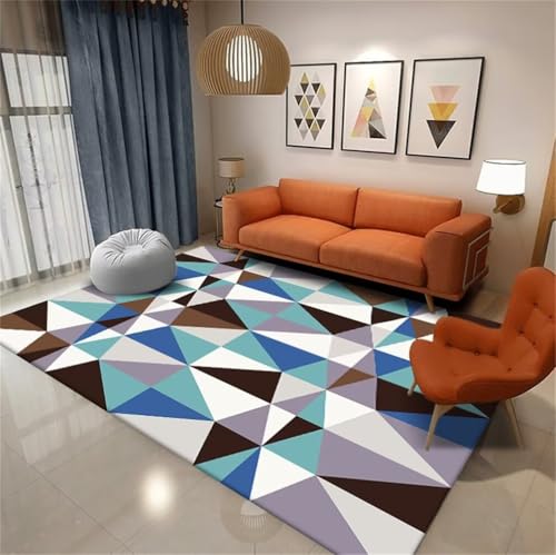 Tapis géométrique moderne antidérapant pour sécuriser les parquets glissants