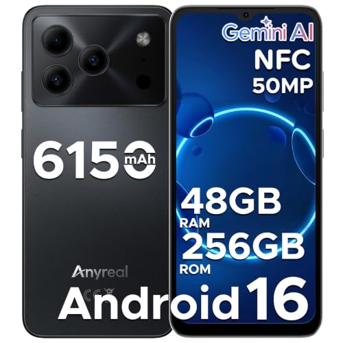 �y�ŐV Android 16 �X�}�z SIM�t���[�z ANYREAL NOTE56PLUS 6.56�C���` �X�}�[�g�t�H�� 48GB RAM 256GB ROM 90Hz��� 6150mAh ��e�ʃo�b�e���[ 5000����f 8�R�A AI�@�\ 4G LTE