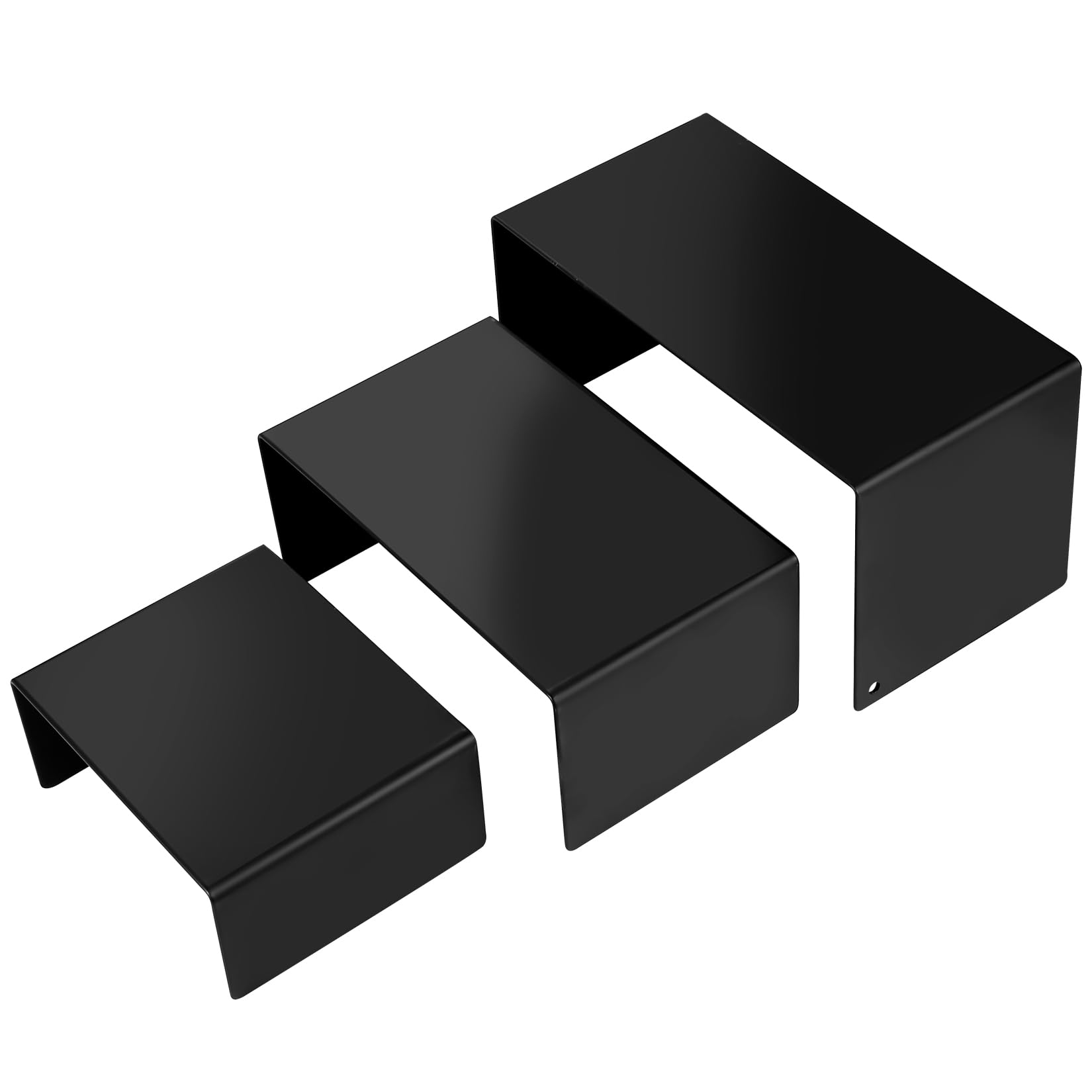 3 Pz Espositore Metallo Neri, Espositori in Metallo Rettangolari, Espositore Esposizione Supporto, Alzate di Display in Metal per Figure Cupcake Dessert Profumi Tavolo(3 Misure)