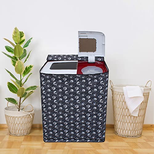 Glassiano Floral Grey Washing Machine Cover for Videocon NiWa Semi Automatic 7.3 Kg Washing Machine