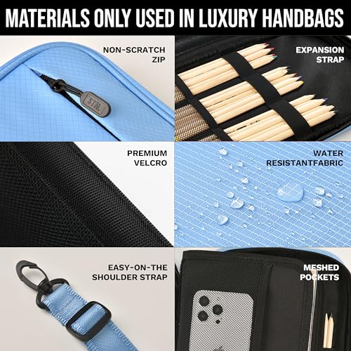 Image of Scribbles That Matter - B5 Pencil Case Pouch + Journal Organizer - Large capacity Kawaii Pencil Pouch, Pen Case, Marker Case, Journal Pouch Zippered Pocket Adjustable Shoulder Strap (8.5 x 12.5)