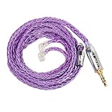 KBEAR ST18 リケーブル QDC3.5mm イヤフォン音質改善 16芯銀メッキ 5N アップグレードケーブル 銀メッキ線 QDC 交換用ケーブル 柔らかい ソフト イヤホン延長 有線イヤホン 3.5mmプラグ リッツ構造 電気メッキ銅金ケ一プル 耳掛けデザイン 16芯 kzイヤフォン対応 合計224本 (QDC3.5mm・パープル)