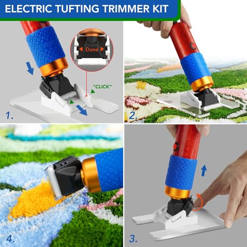 Rug Tufting Gun Starter Kit with Aluminum Frame & Carpet Trimmer, Carpet Making Kit with Tufting Frame Tufting Supplies with Primary Tufting Cloth, Rug Gun Machine Starter Kit with Rug Shaver