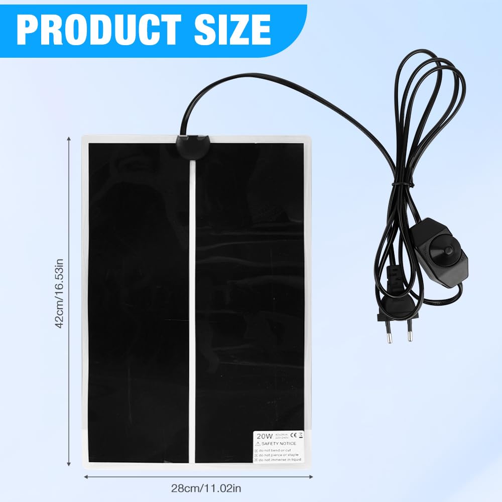 Tapis Chauffant Reptile, 20W Tapis Chauffant pour Reptiles, Tapis Chauffant Terrarium, avec Contrôle De La Température, pour Reptiles -Tortue, Serpents, Lézards, Geckos, Araignées