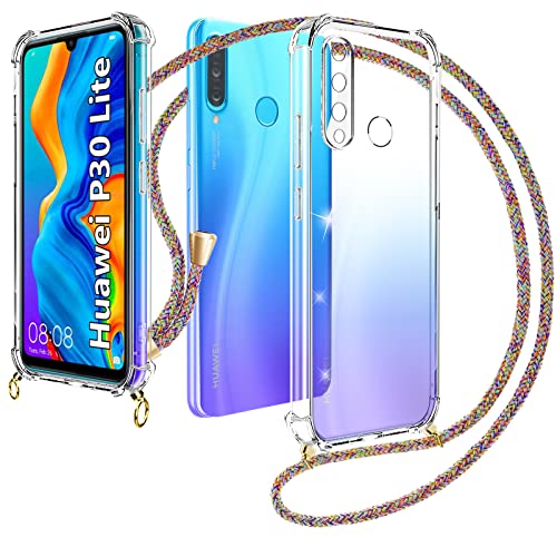 Handyhülle Mit Band Für Huawei P30 Lite – TPU Silikon, Nylon-Kordel, Stoßfest – Grün