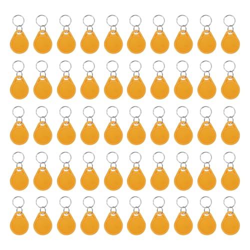 Porte-clés UID 13,56 MHz PATIKIL x50 badges vierges réinscriptibles pour contrôle d'accès jaune