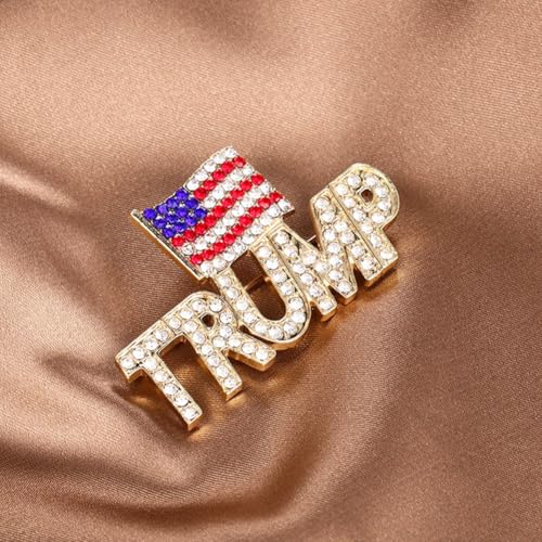Image of 3pcs Trump Pin with USA Flag, Crystal Trump Make America Great Again MAGA Lapel Brooch in Multiple Designs Memorabilia Gift Support for 2026 Midterm Election