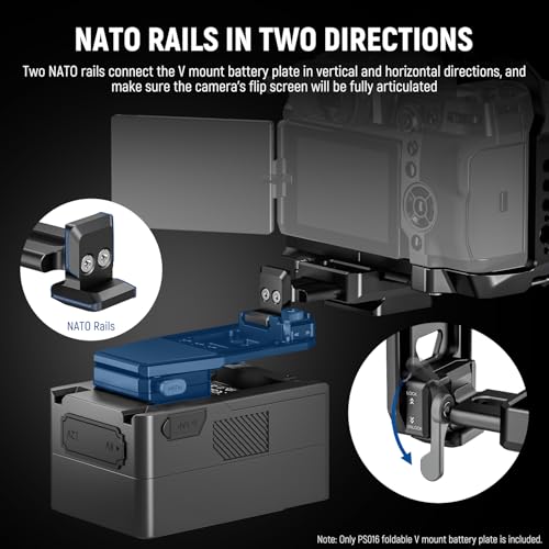 Image of NEEWER V Mount Battery Plate with NATO Rails, Arca Type Baseplate for RS4 Pro RS3 Pro Gimbal, Modular DSLR Camera Video Rig Compatible with SmallRig V Lock Battery Camera Cage, PS016