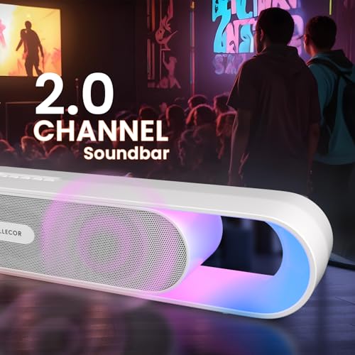 Image of CELLECOR CLB30 BEATZ with 3D Surround Sound | 10 Hour Playtime | 5.3V | 20W Bluetooth Soundbar with Disco Light - White