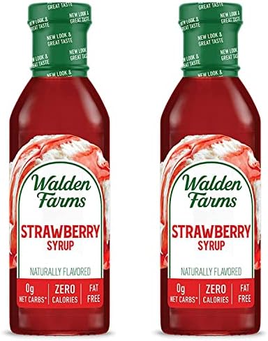 Walden Farms Strawberry Sugar Free Syrup for Pancakes, Waffles, French Toast, and Fresh Pastries, 0g Net Carbs, Calories, Fat, or Gluten, Kosher Certified, 12 oz Bottles, 2 Pack