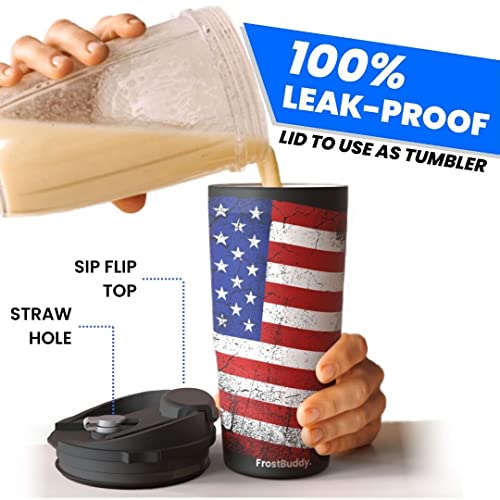 Frostbuddy | To Go Buddy - 30 Oz Stainless Steel Vacuum Insulated Tumbler Cup - Thermal Cups For Hot And Cold Drinks - Stainless Steel Tumbler Dunkin Cup (30Oz To-Go Buddy | Camo Flag) #TOP3