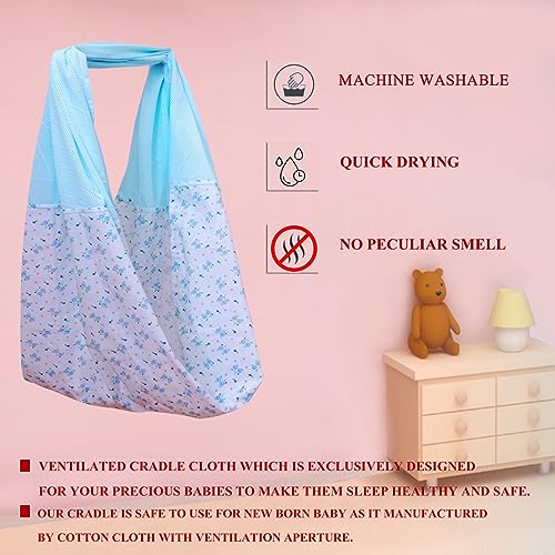 Image of Polycotton New Born Baby Ventilated Cradle Cloth /Jhula /Jhoola /Hanging Swing /Cradle Cloth (Blue)